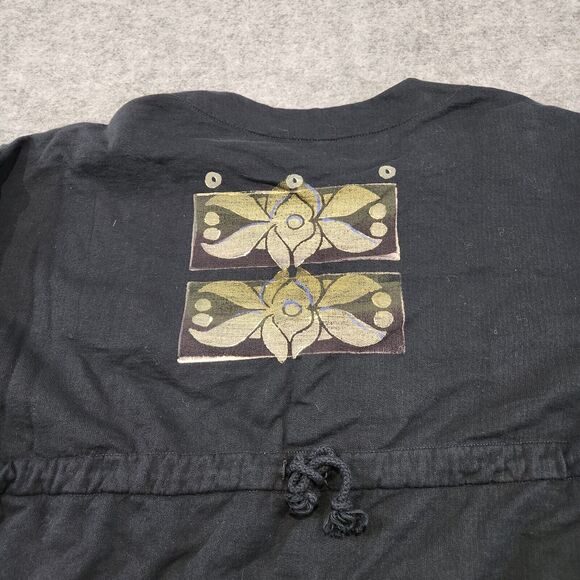 VTG Blue Fish Womens OS One Size Hand Painted Organic Cotton Button Shirt Jacket - Picture 13 of 16